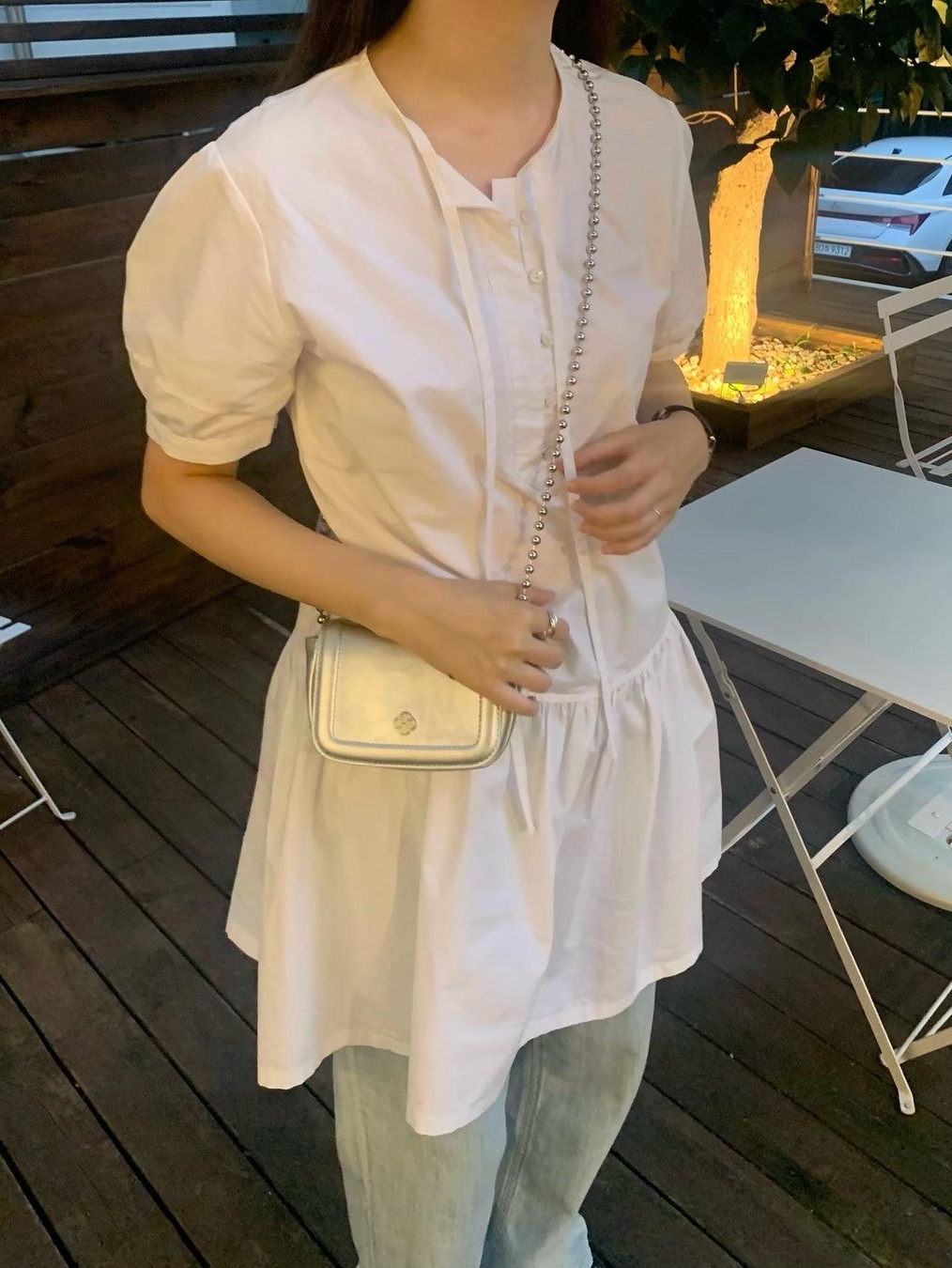 Heeari Women Poppy Chain Mini Bag Silver 착용 스타일
