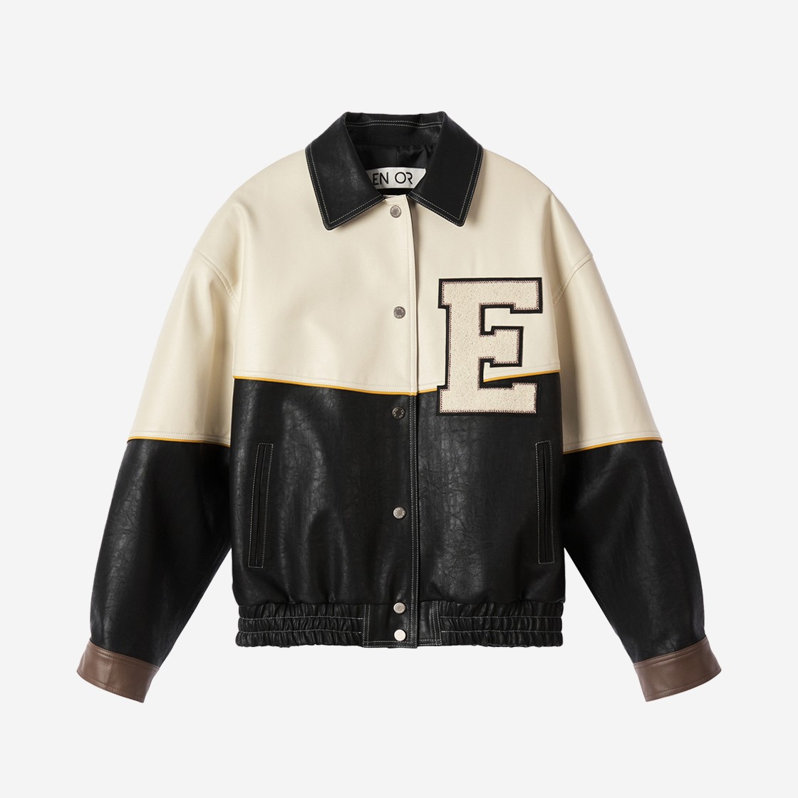 En Or Women Eco Leather Logo Varsity Jacket Ivory 상세 이미지 1