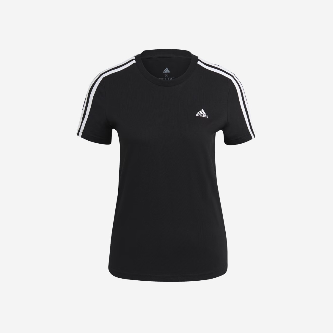 (W) Adidas Essentials Slim 3-Stripes T-Shirt Black - KR Sizing 상세 이미지 1