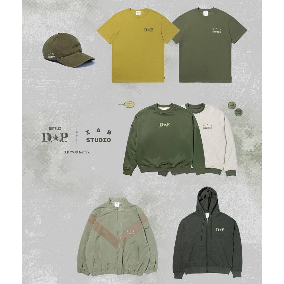 IAB Studio x D.P. Track Top Tea Green Mud, IAB Studio x D.P. T-Shirt Olive Green 착용 스타일 - 2