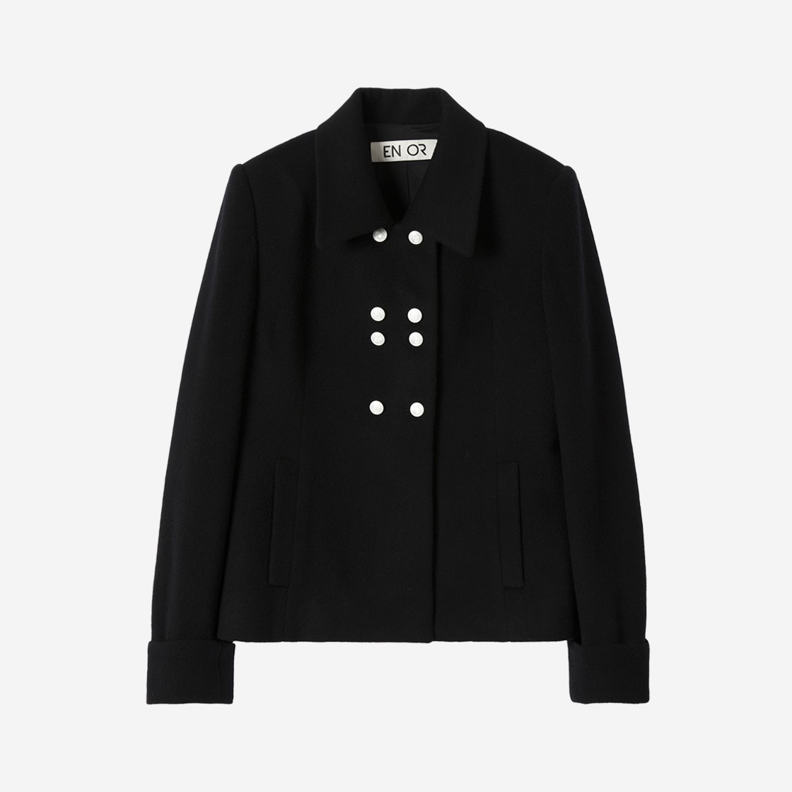 En Or Women White Button Turn -up Jacket Black 상세 이미지 1