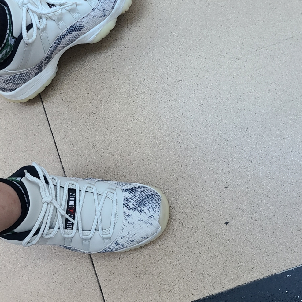 Jordan 11 Retro Low Snake Light Bone 착용 스타일