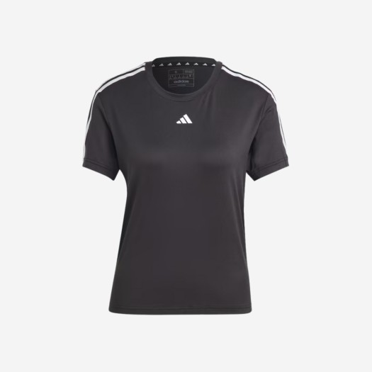 (W) 아디다스 에어로레디 트레인 에센셜 삼선 티셔츠 블랙 - KR 사이즈