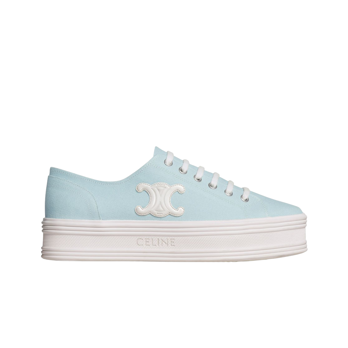 (W) 셀린느 캔버스 & 카프스킨 제인 로우 레이스업 스니커즈 라이트 블루((W) Celine Jane Low Lace Up Sneakers in Canvas and Calfskin Light Blue) - 1