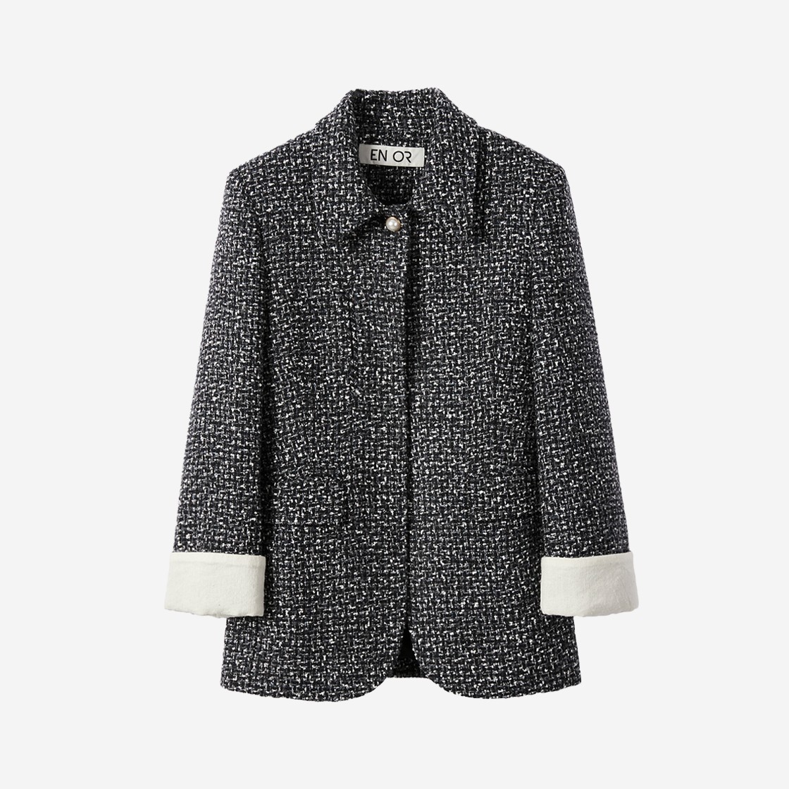 En Or Women One Button Tweed Jacket Black 상세 이미지 1