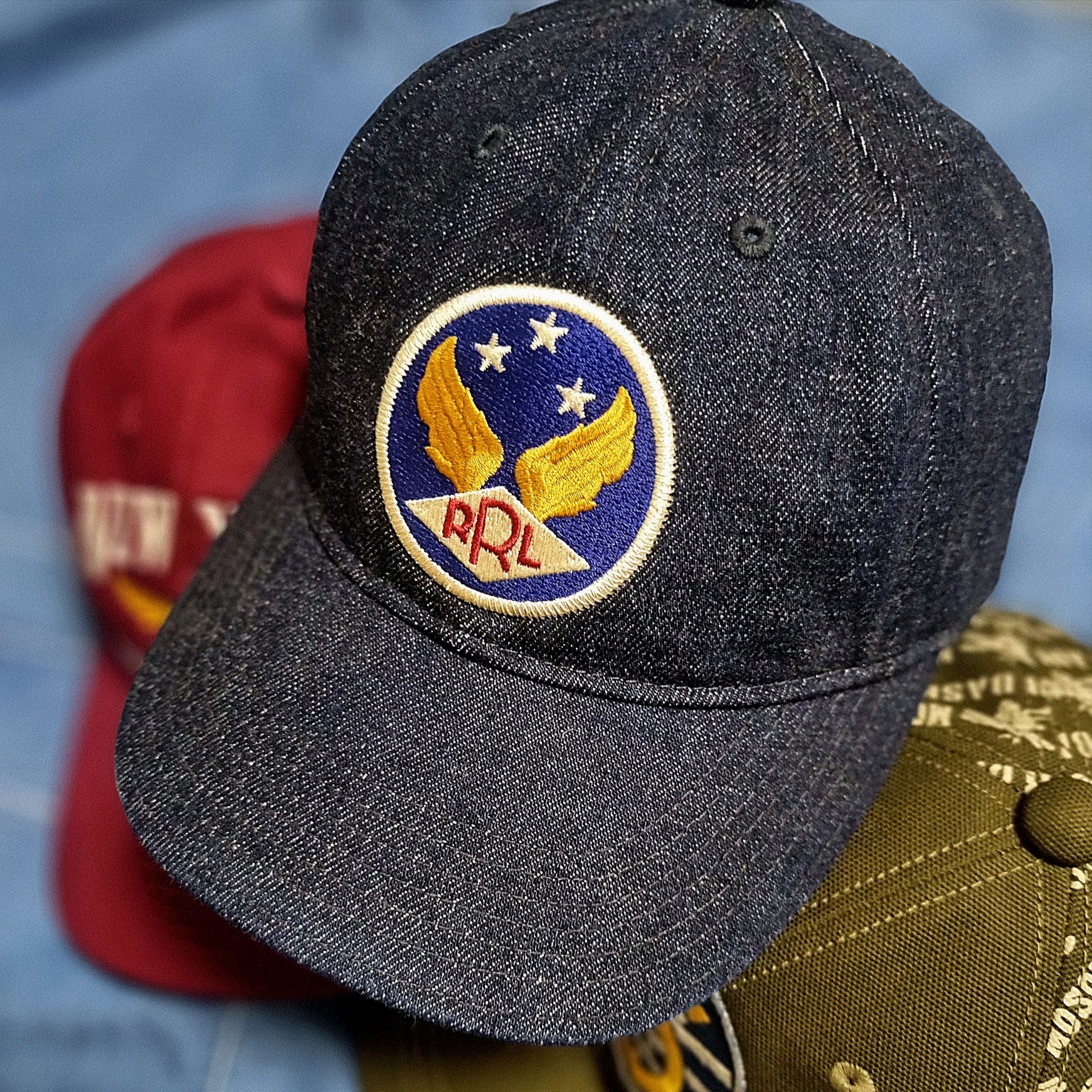 Double RL Garment Dyeing Twill Ball Cap Indigo 착용 스타일