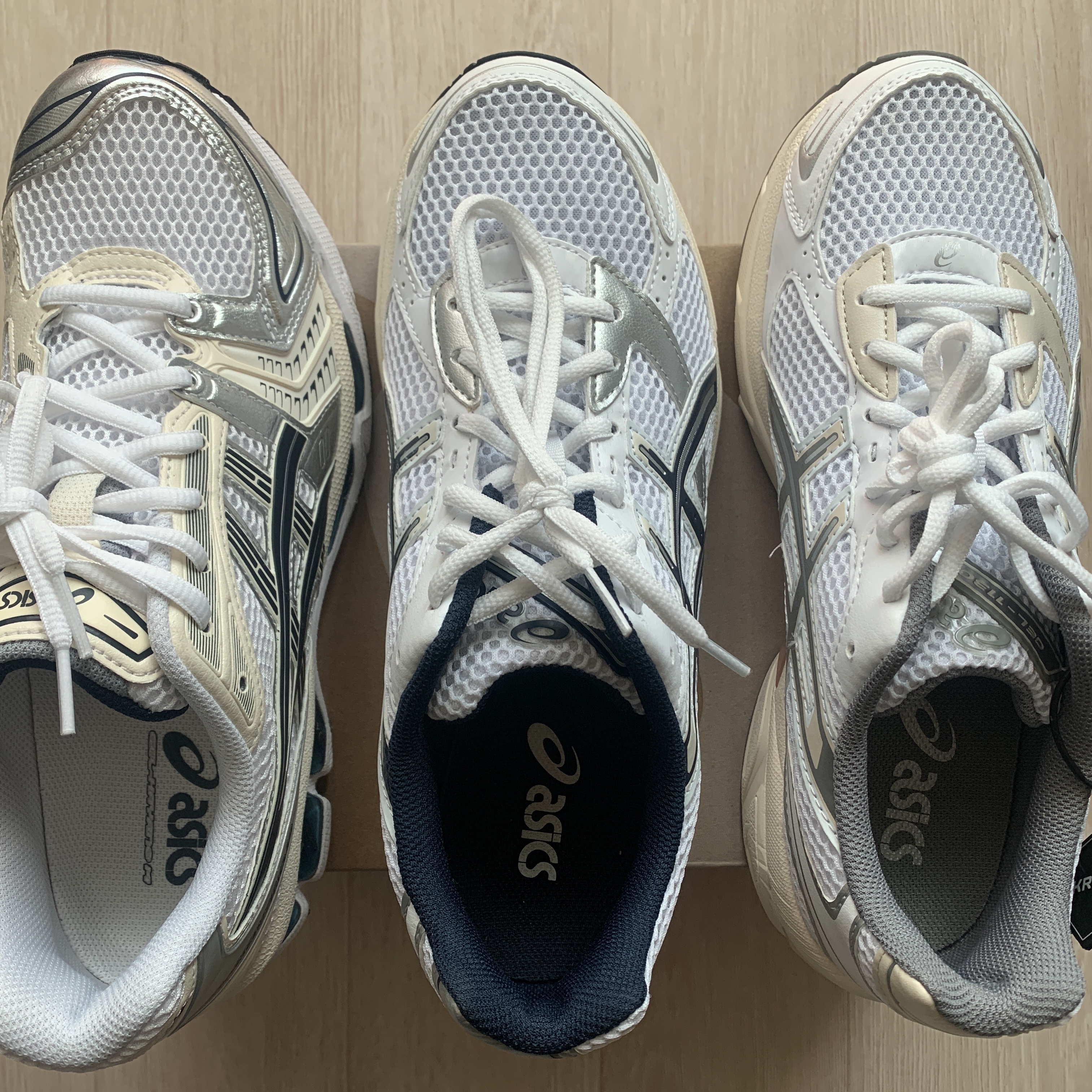 Asics Gel-1130 White Clay Grey, (W) Asics Gel-Kayano 14 White Midnight 착용 스타일 - 1