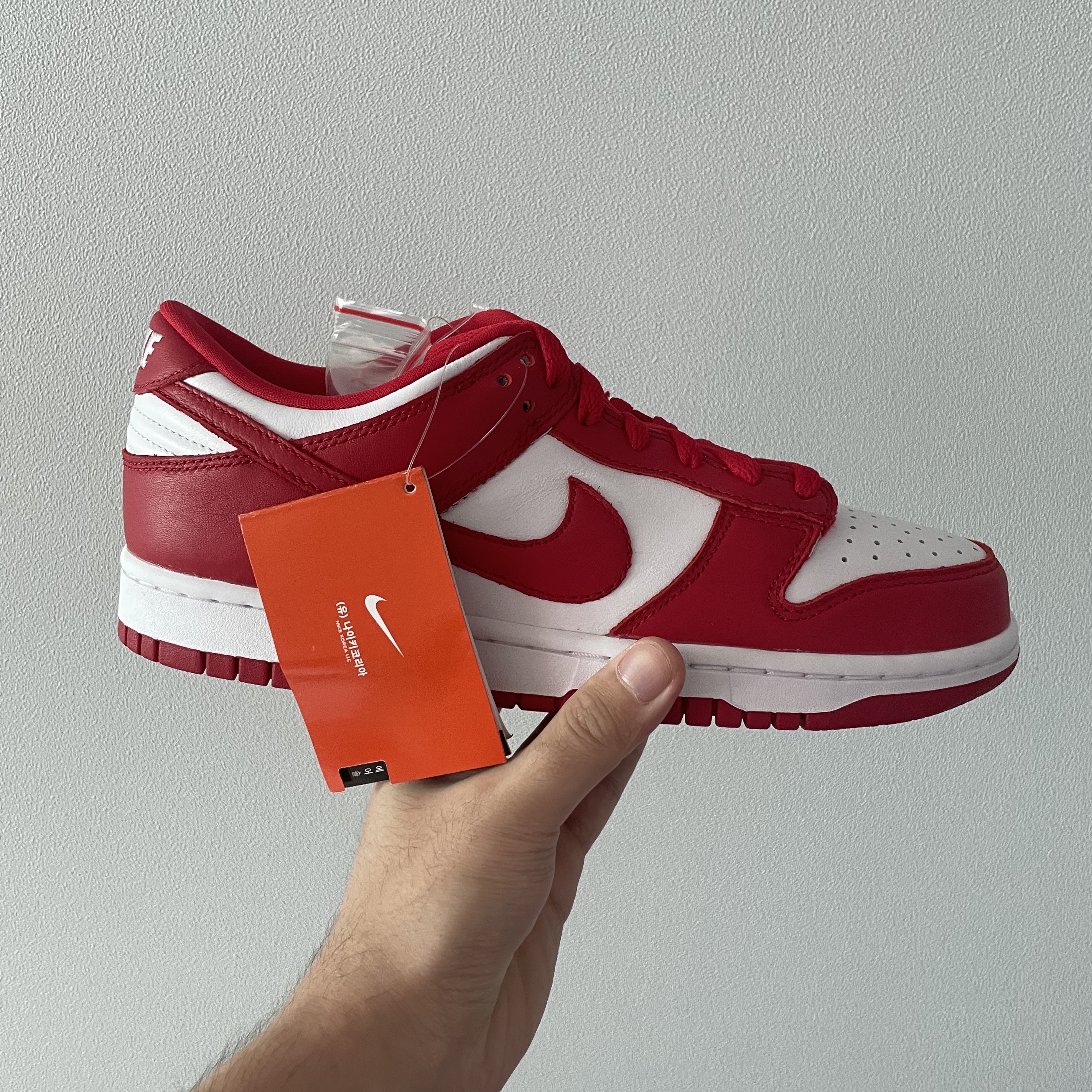 Nike Dunk Low SP White and University Red 2023 착용 스타일
