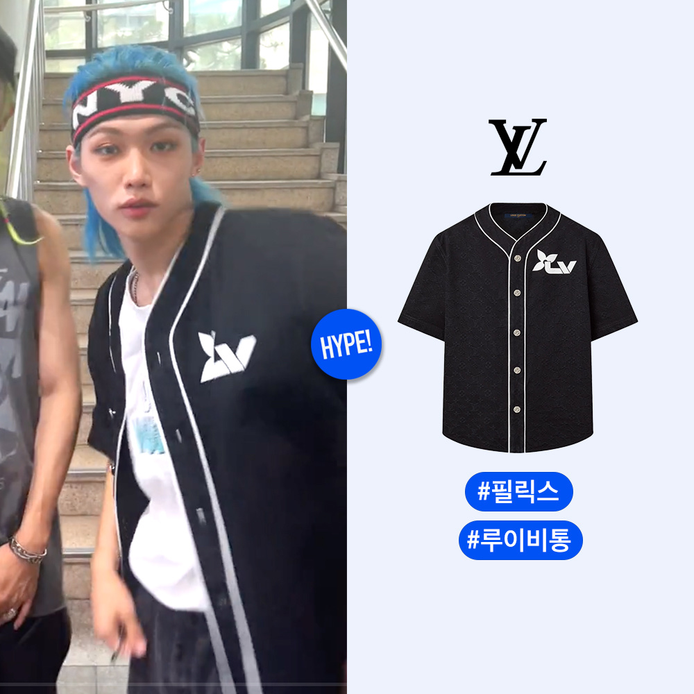 Louis Vuitton Monogram Short Sleeve Denim Jacquard Shirt Black, Louis Vuitton Initiales Key Holder Silver 착용 스타일 - 2