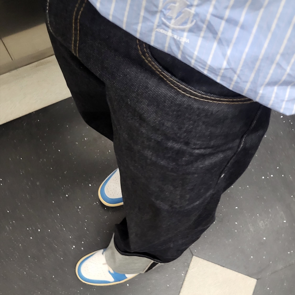Zara x Ader Error Striped Poplin Shirt Stripe, Jordan 1 Low SE Tokyo 96 착용 스타일