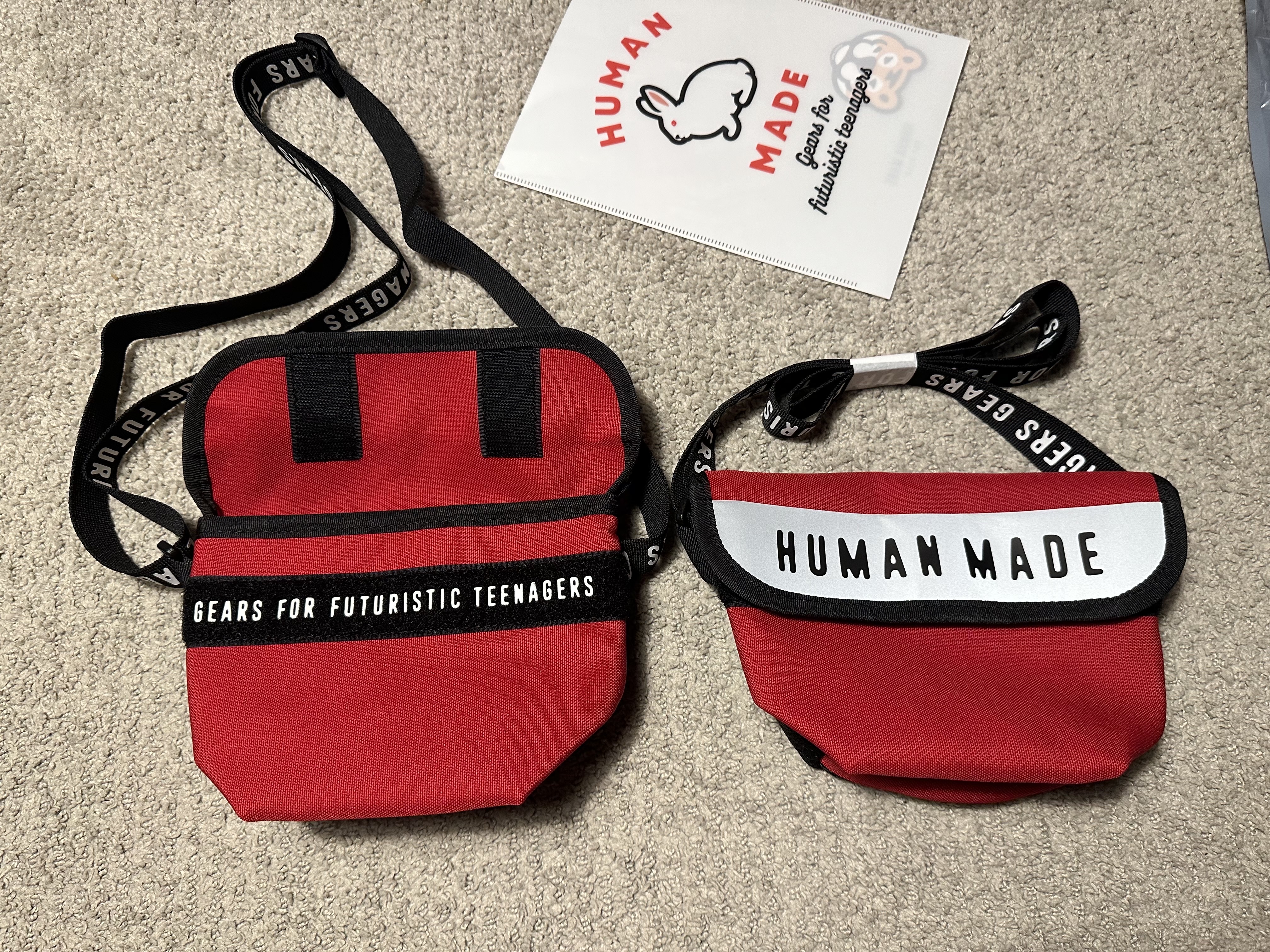 Human Made Messenger Bag Small Red 착용 스타일 - 3