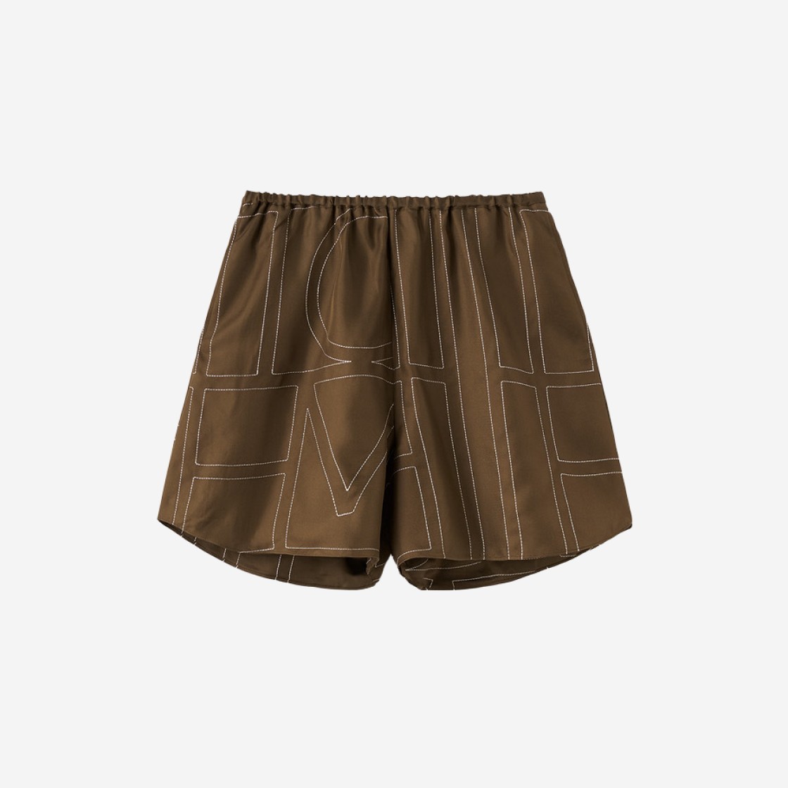 (W) Toteme Monogram Silk PJ Shorts Mocha 상세 이미지 1