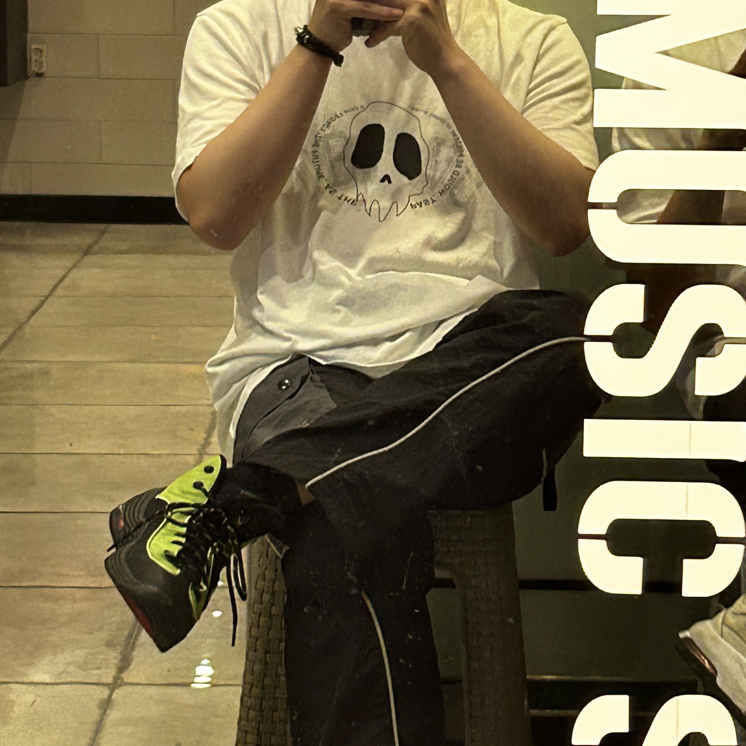 Nike x Stussy Air Penny II Vivid Green and Black, Our Legacy Box T-Shirt Maverick Deja Vu Print White 착용 스타일