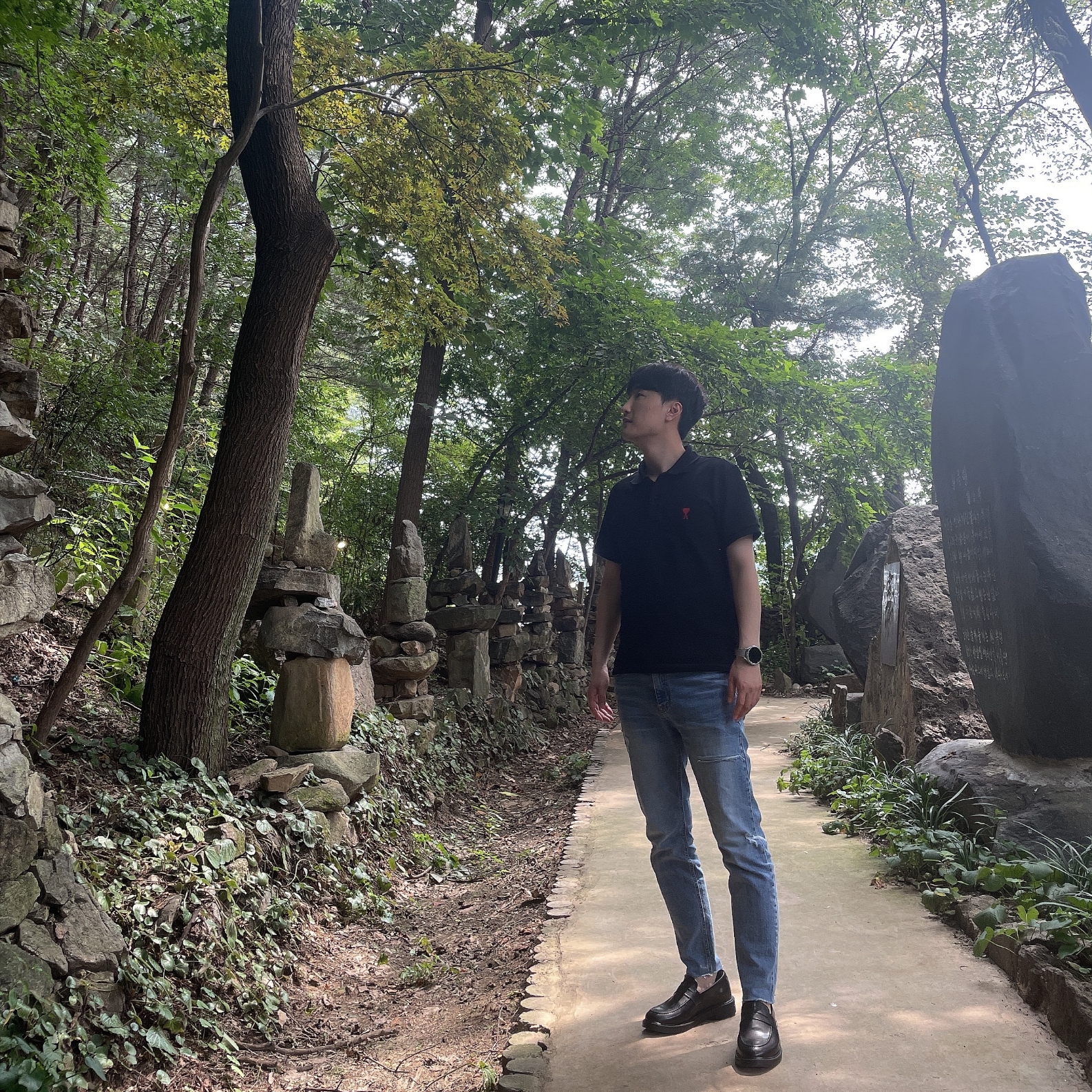 AMI de Coeur Polo Shirt Black 착용 스타일