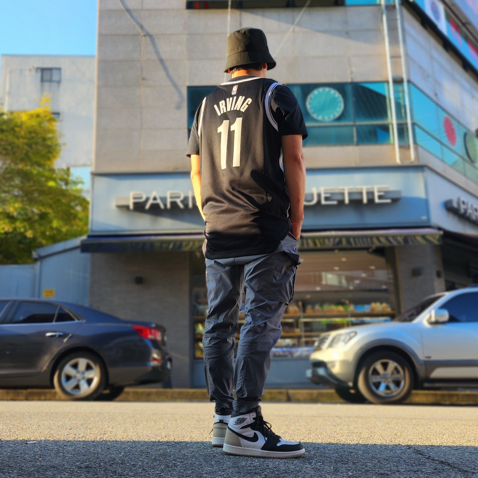 Stussy Stock Lock Deep Bucket Hat Black, Jordan 1 Retro High OG Bleached Coral 착용 스타일 - 2