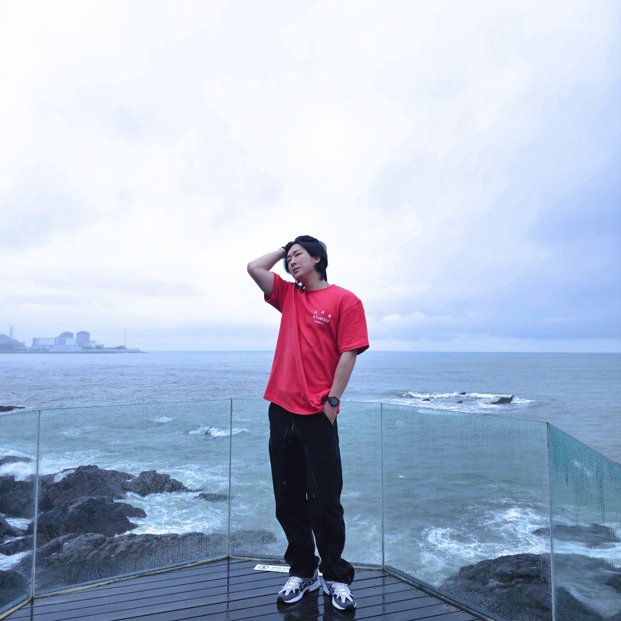 IAB Studio T-Shirt Tomato - Shibuya Exclusive, Asics Gel-Sonoma 15-50 French Blue 착용 스타일