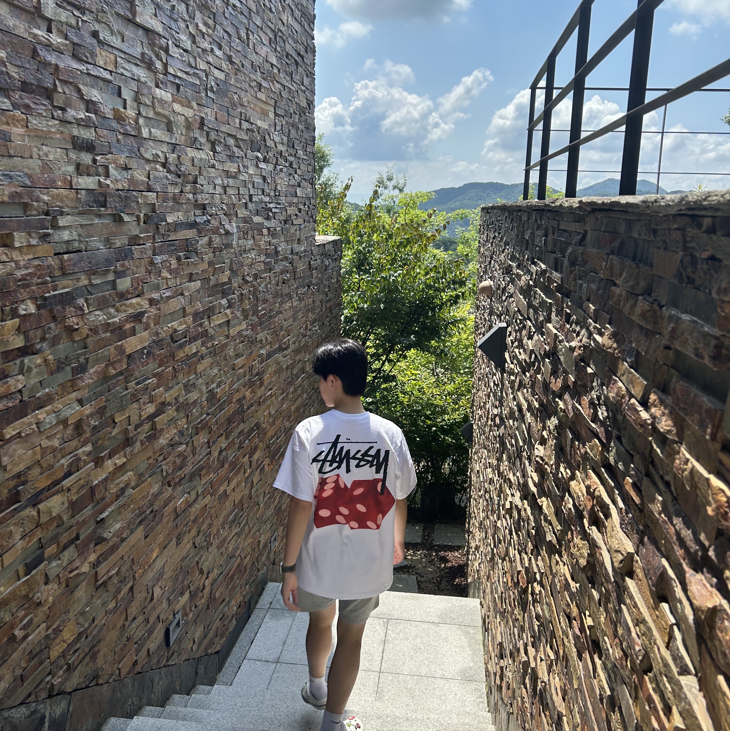 Stussy Diced Out T-Shirt White 착용 스타일 - 2