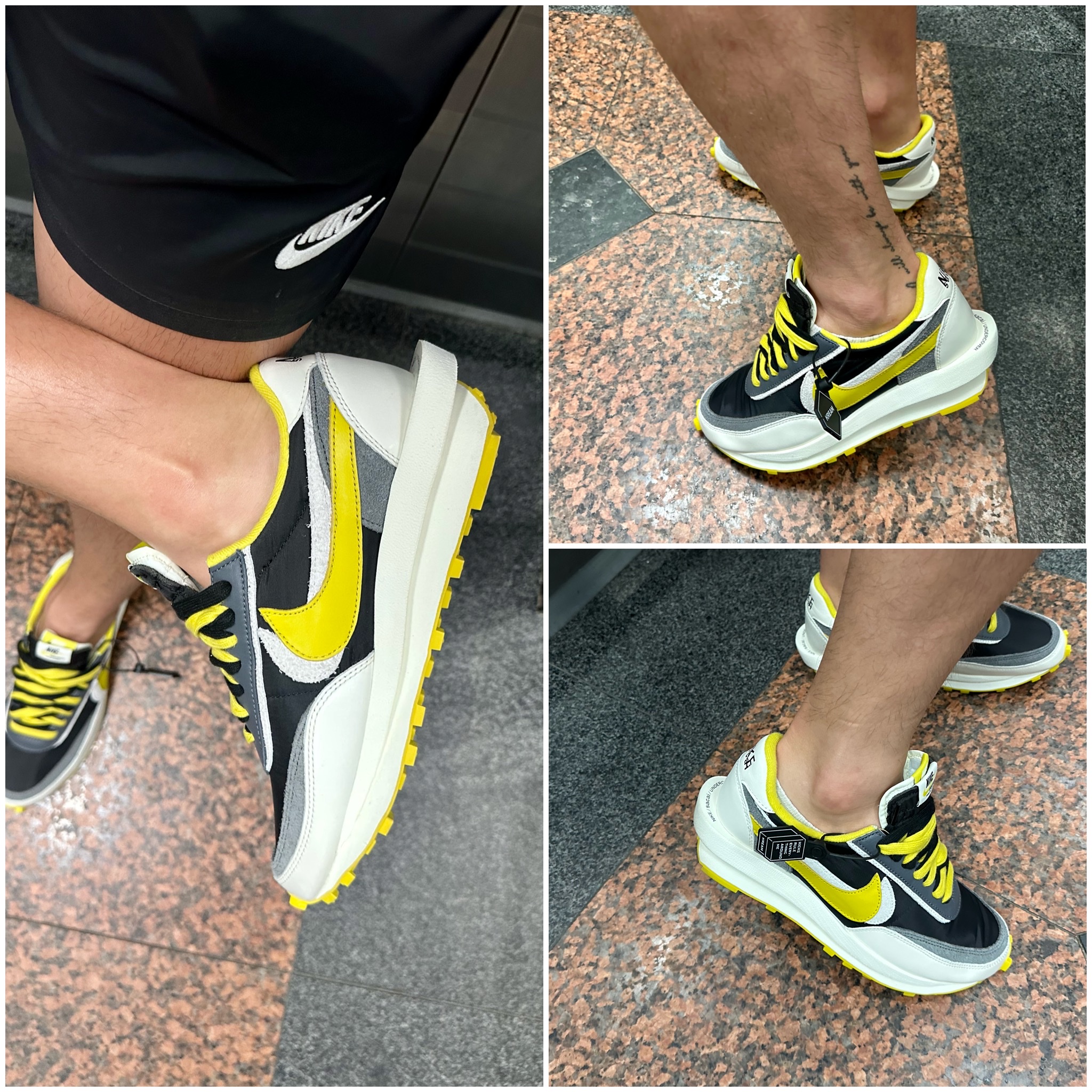 Nike x Sacai x Undercover LDWaffle Black Bright Citron 착용 스타일
