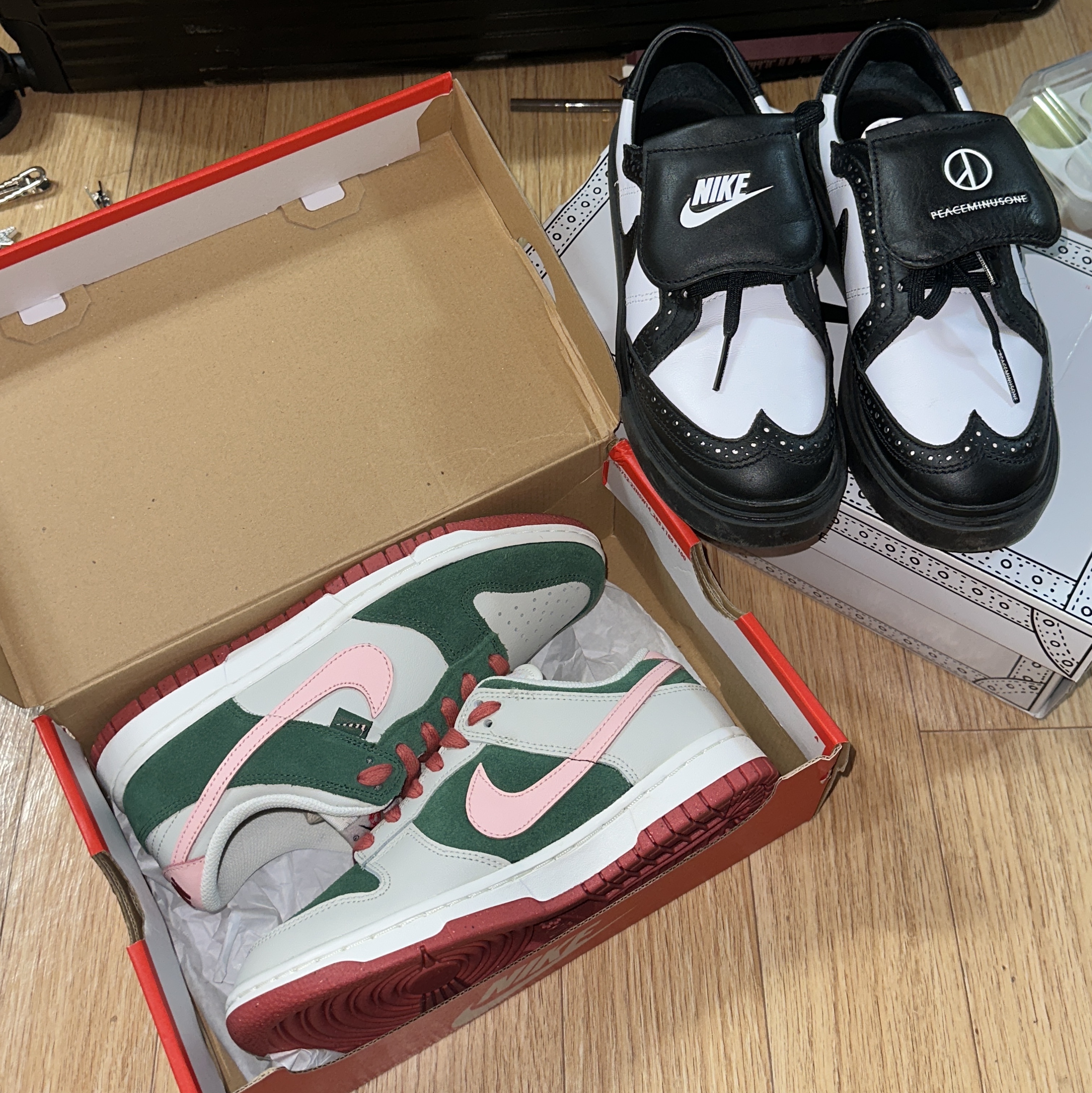 Nike x Peaceminusone Kwondo1 Black and White 착용 스타일 - 2