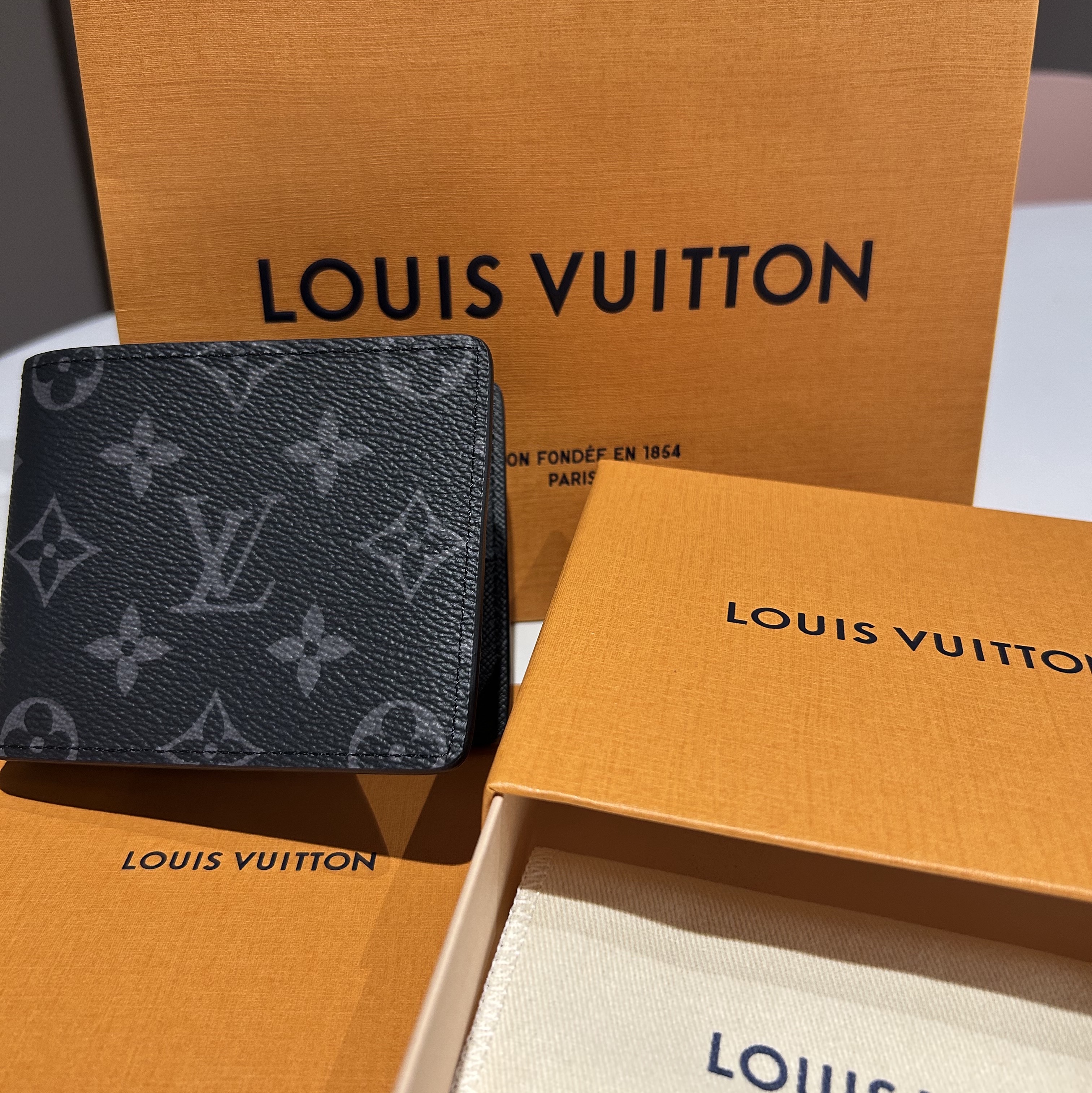 Louis Vuitton Slender Wallet Monogram Eclipse 착용 스타일