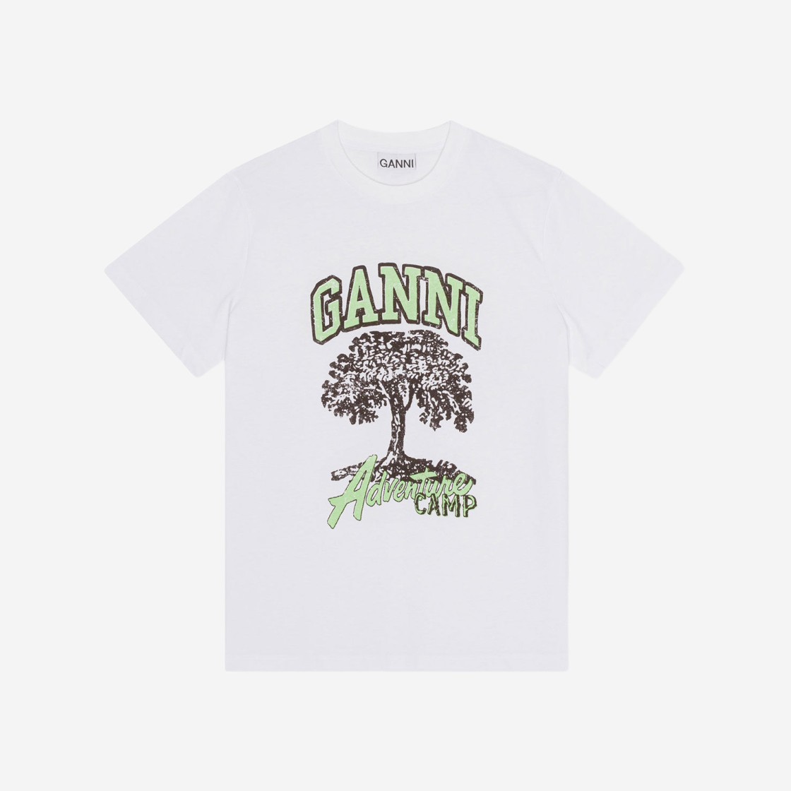 (W) Ganni Basic Jersey Camp Tree T-Shirt Bright White 상세 이미지 1