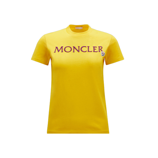 (W) 몽클레르 로고 자수 티셔츠 옐로우 - 23FW