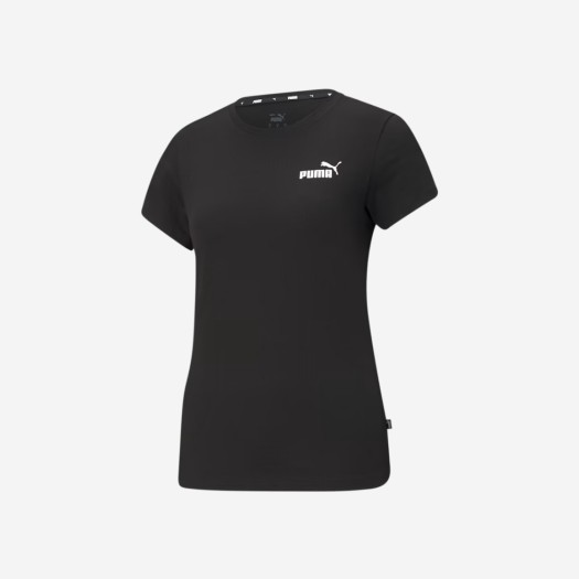 (W) 푸마 에센셜 스몰 로고 티셔츠 블랙