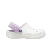 Crocs Baya Lined Fuzz-Strap Clog White Lavender
