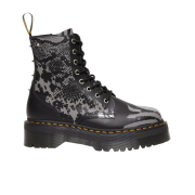 (W) Dr. Martens Jadon Animal Clash Leather Platform Boots Black Grey Backhand