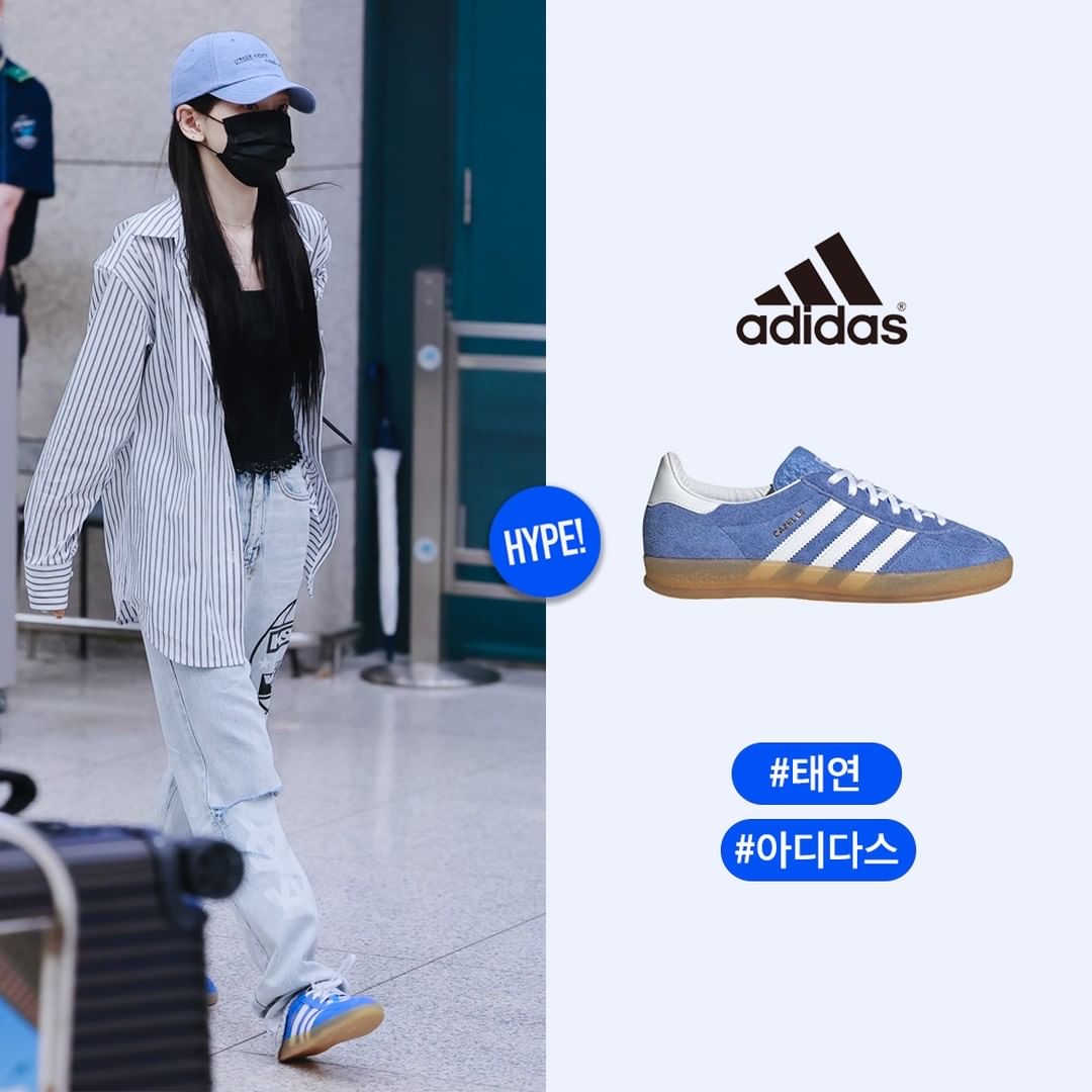 (W) Adidas Gazelle Indoor Blue Fusion Cloud White 착용 스타일 - 5