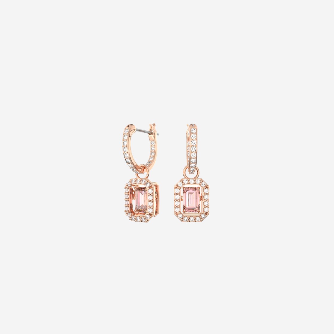 (W) Swarovski Millenia Drop Earrings Pink Rose Gold Plated 상세 이미지 1