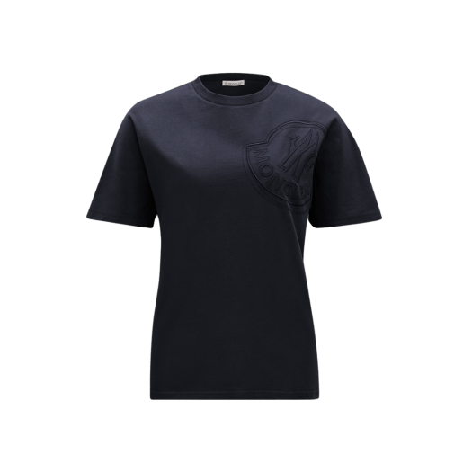 (W) 몽클레르 자수 로고 티셔츠 네이비 블루 - 23FW