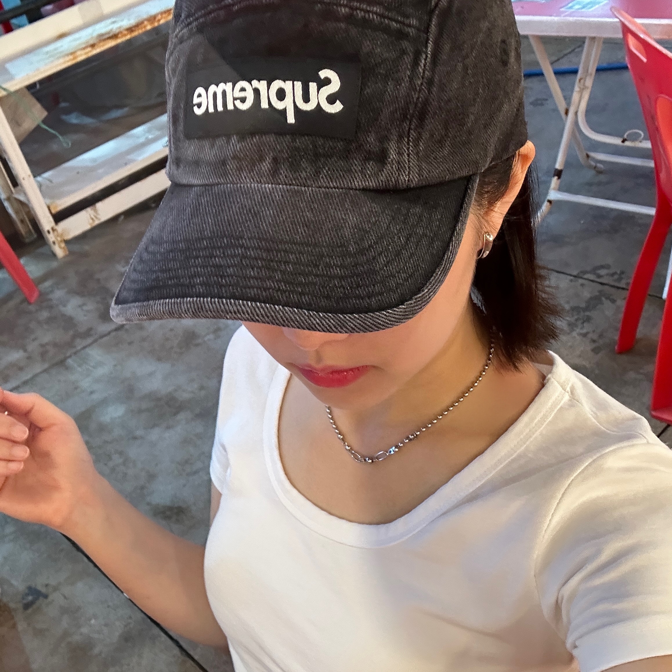 Supreme Denim Camp Cap Black - 24SS 착용 스타일