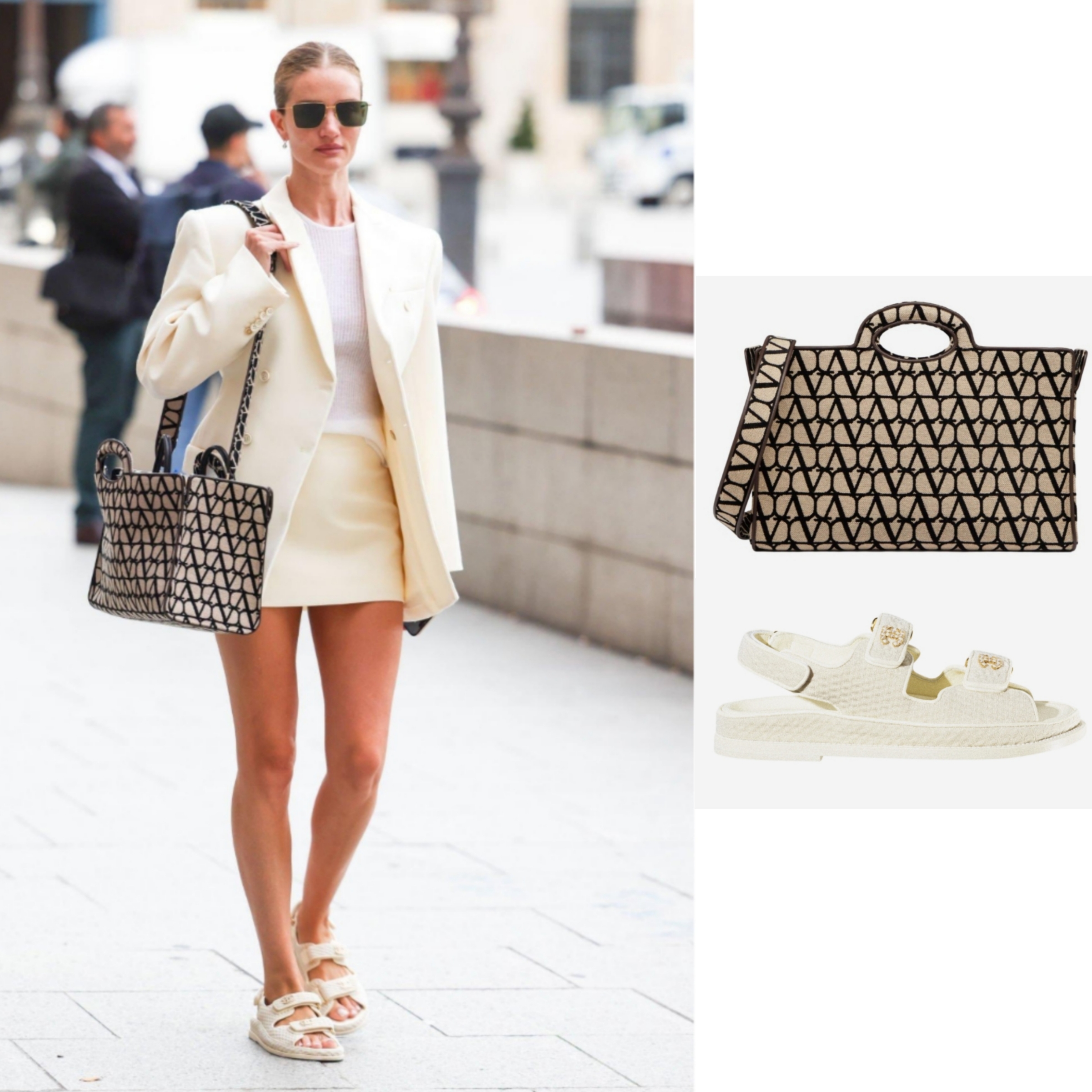 Valentino La Troisieme Toile Iconographe Shopper Bag Beige Black, (W) Chanel Sandals Knitwear & Ivory 착용 스타일