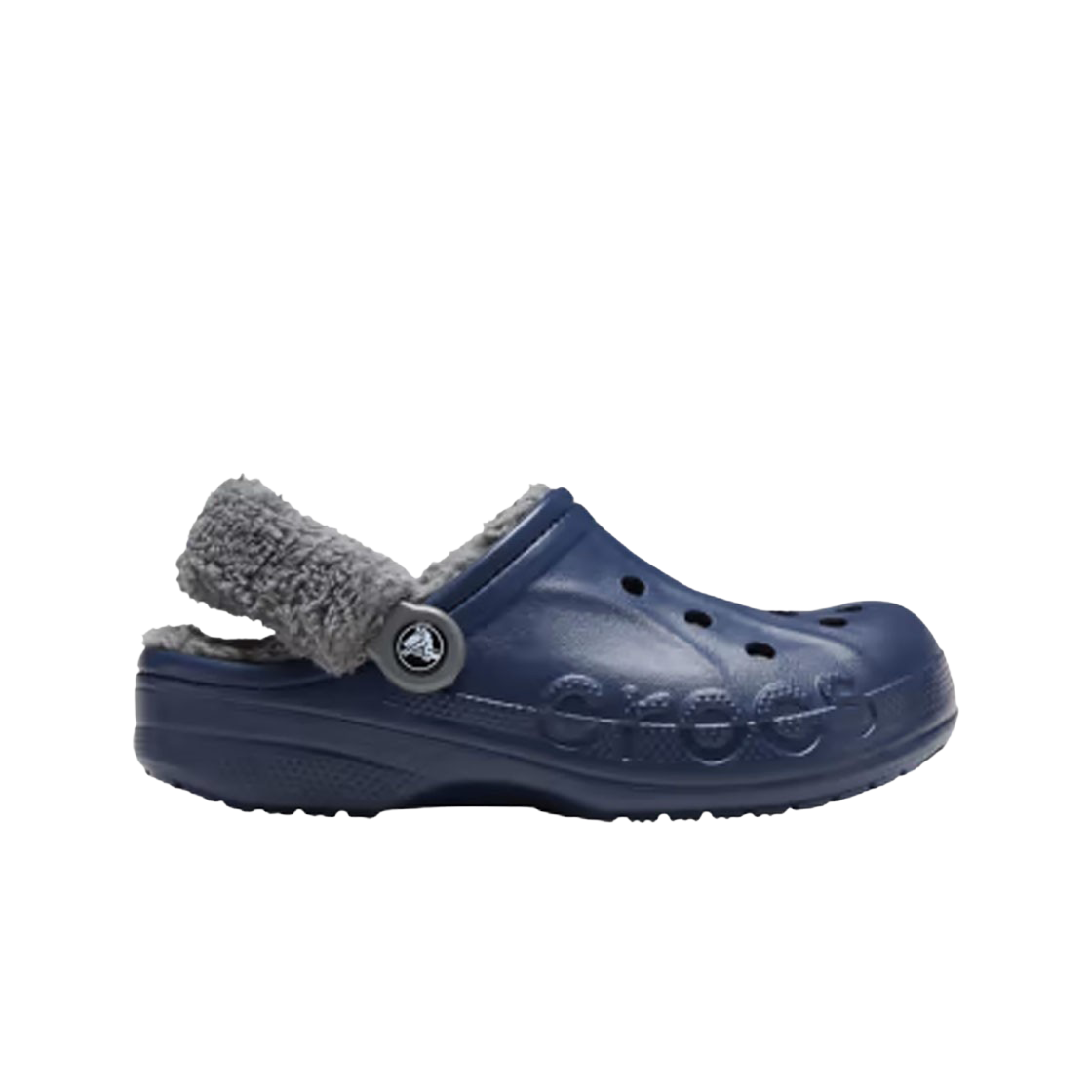 206633-4HE Crocs Baya Lined Fuzz-Strap Clog Navy Blue Grey