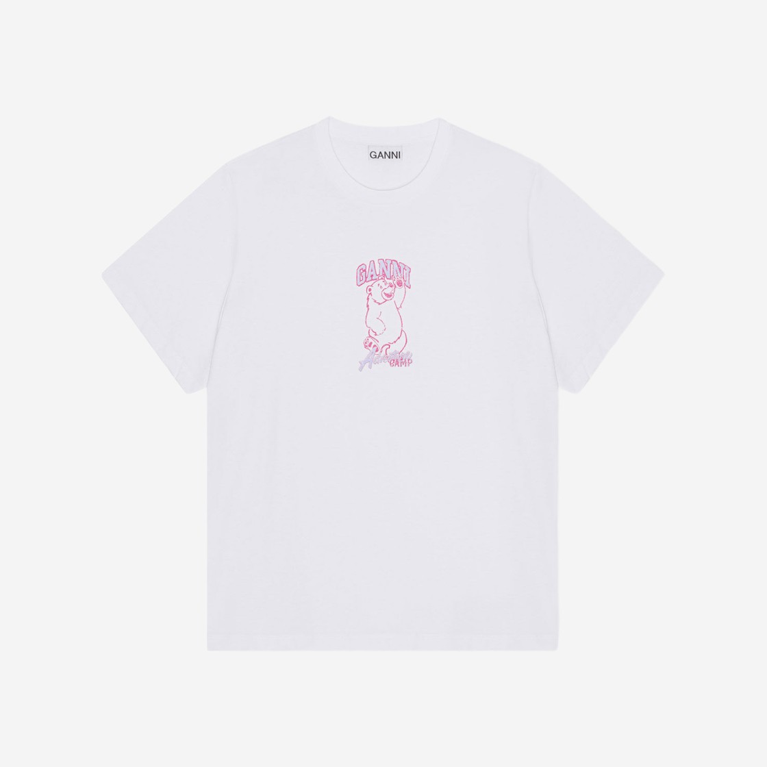 (W) Ganni Basic Jersey Camp Bear T-Shirt Bright White 상세 이미지 1