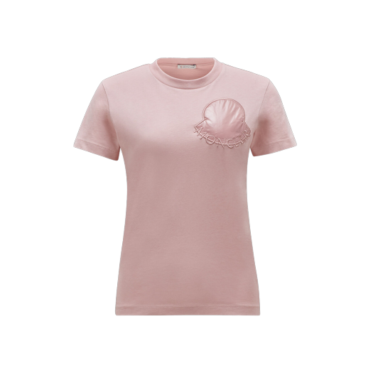 (W) 몽클레르 로고 패치 티셔츠 핑크 - 23FW