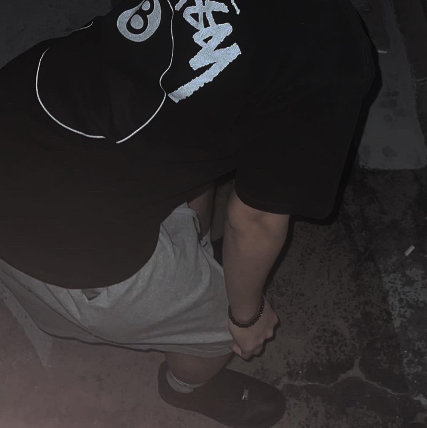 Stussy 8 Ball Pigment Dyed T-Shirt Black - 21FW, Nike Air Force 1 '07 Low Triple Black 착용 스타일 - 2