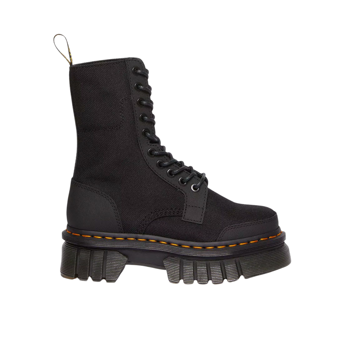 (W) 닥터 마틴 오드릭 10-아이 폴리 & 레더 플랫폼 부츠 블랙((W) Dr. Martens Audrick 10-Eye Poly & Leather Platform Boots Black) - 1