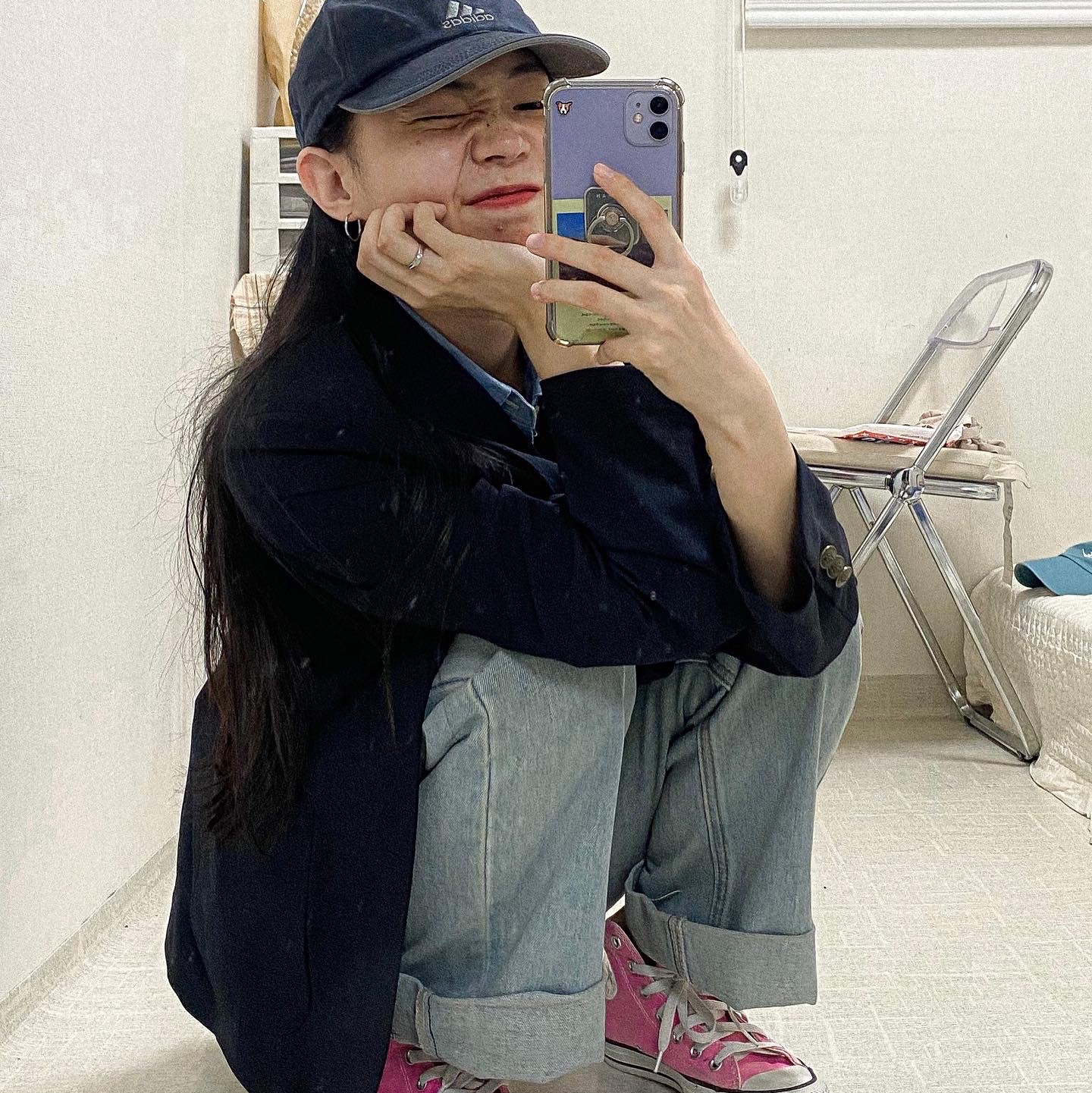 Converse Canvas All Star J Hi Pink 착용 스타일 - 4