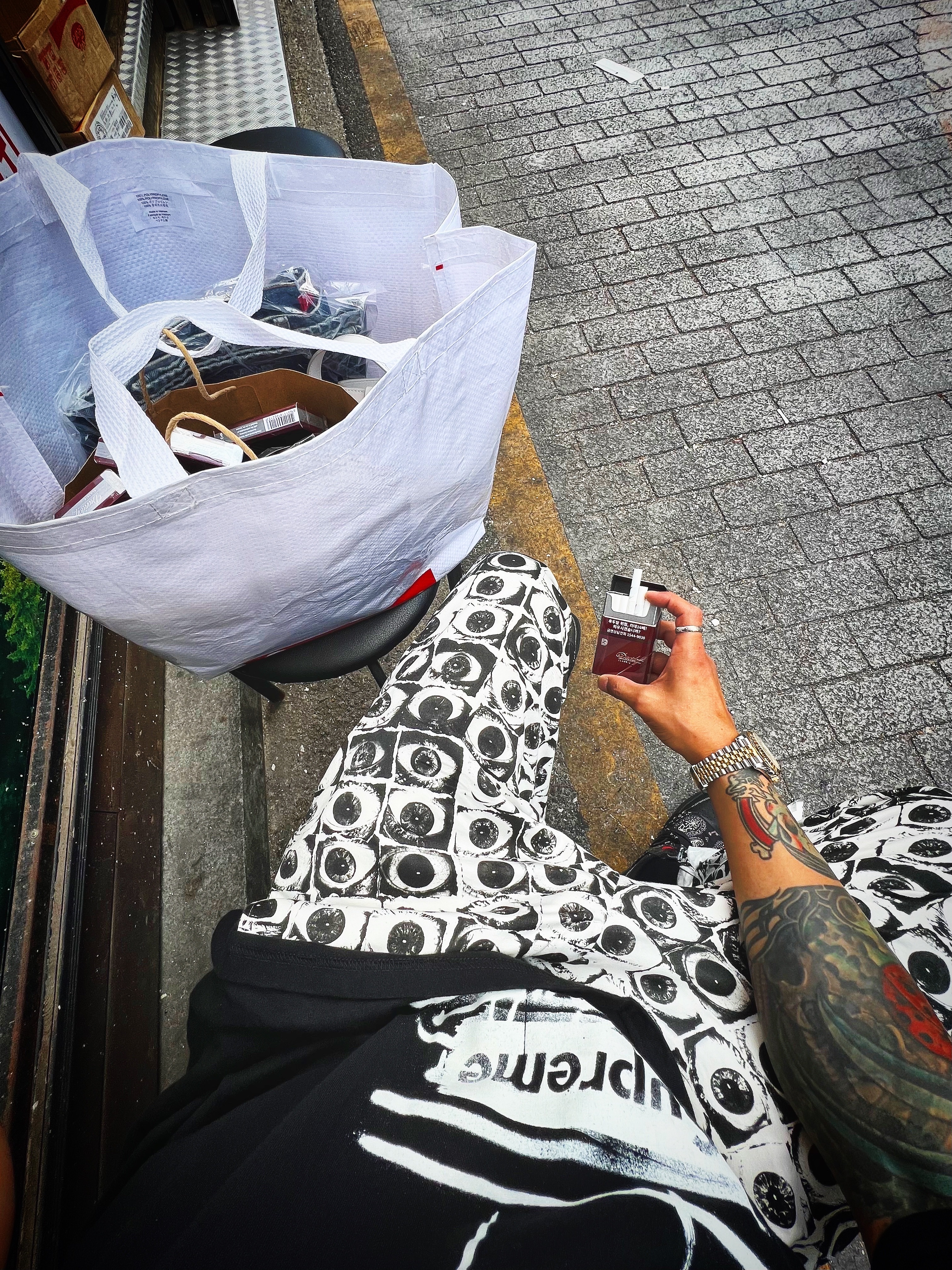 Supreme x Jean Paul Gaultier T-Shirt Black - 19SS, Nike x Comme des Garcons Shirt x Supreme Air Force 1 Low Eyes 착용 스타일 - 5