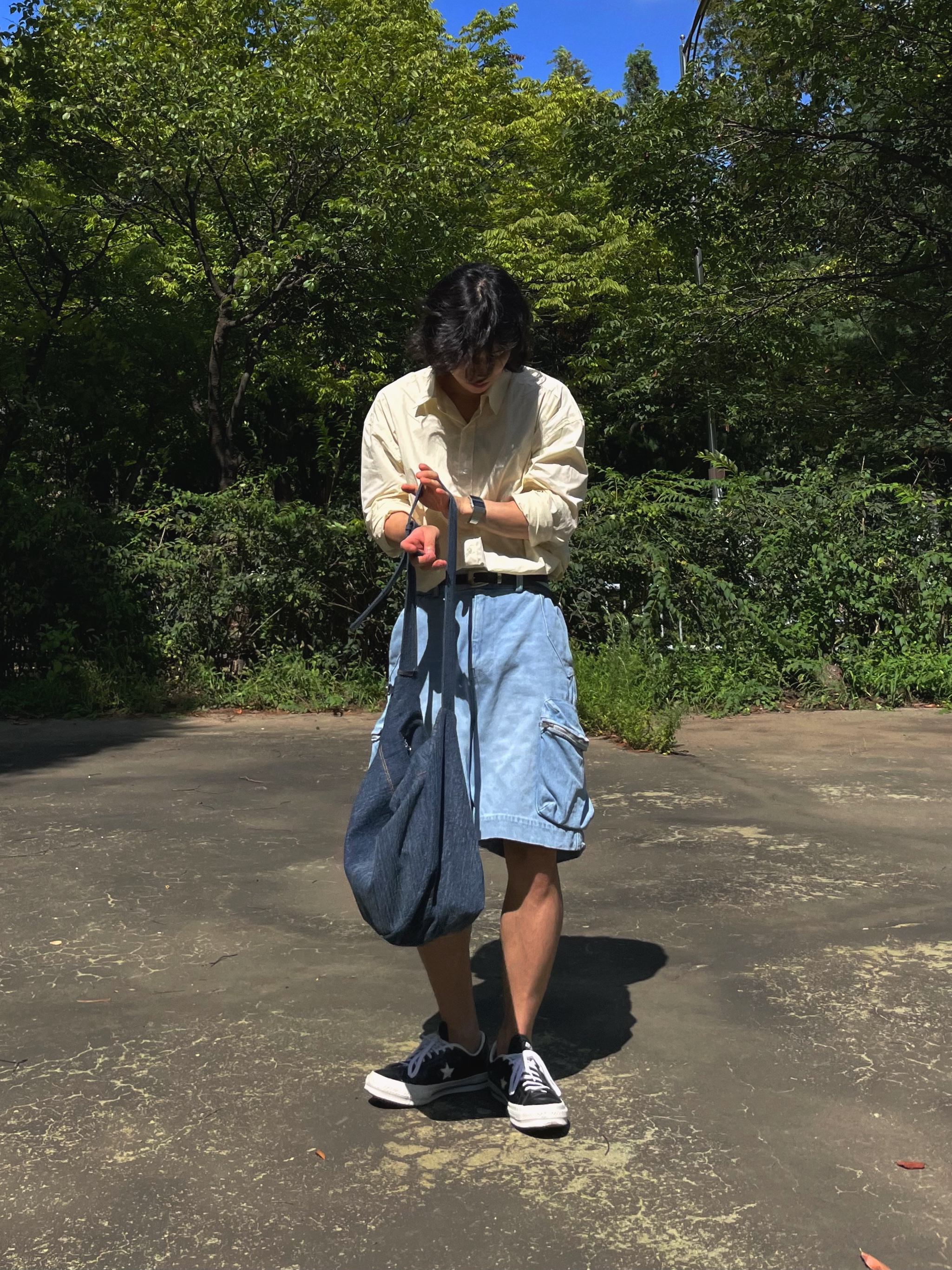 Converse One Star Ox Leather Black, Casio DBC-611-1DF 착용 스타일 - 1