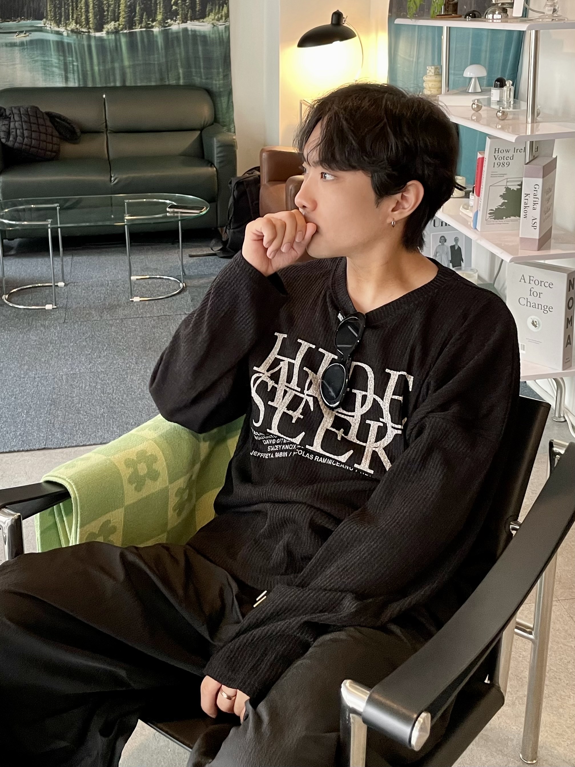 (PS) Nike Dunk High Retro Anthracite White Black 착용 스타일 - 1