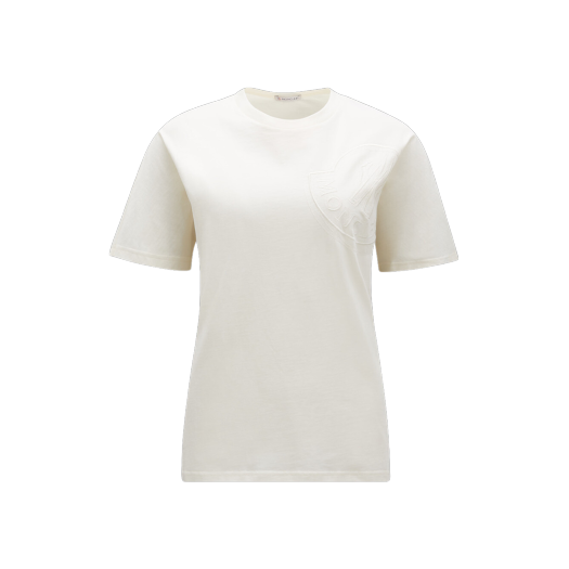 (W) 몽클레르 자수 로고 티셔츠 화이트 - 23FW