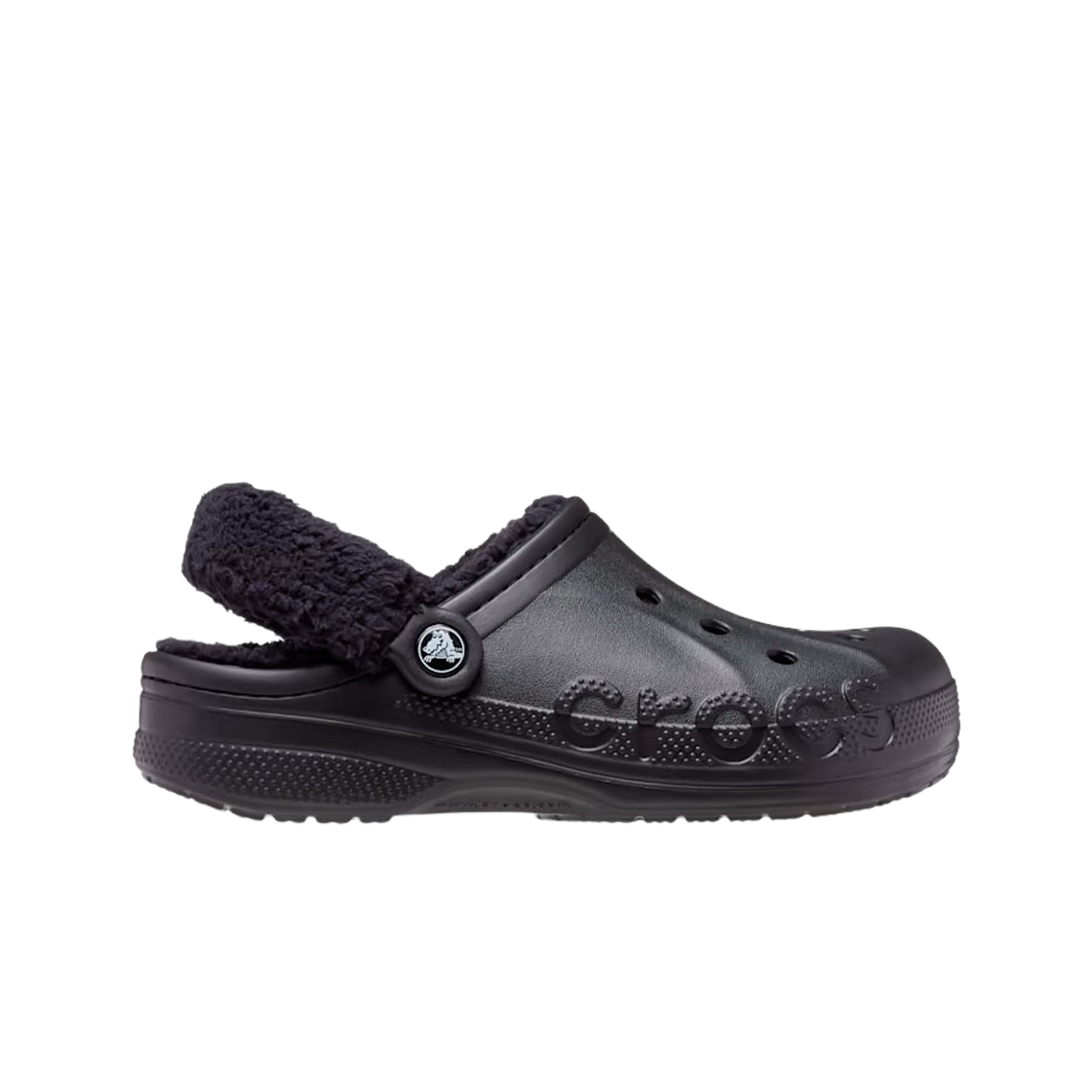 206633-060 Crocs Baya Lined Fuzz-Strap Clog Black