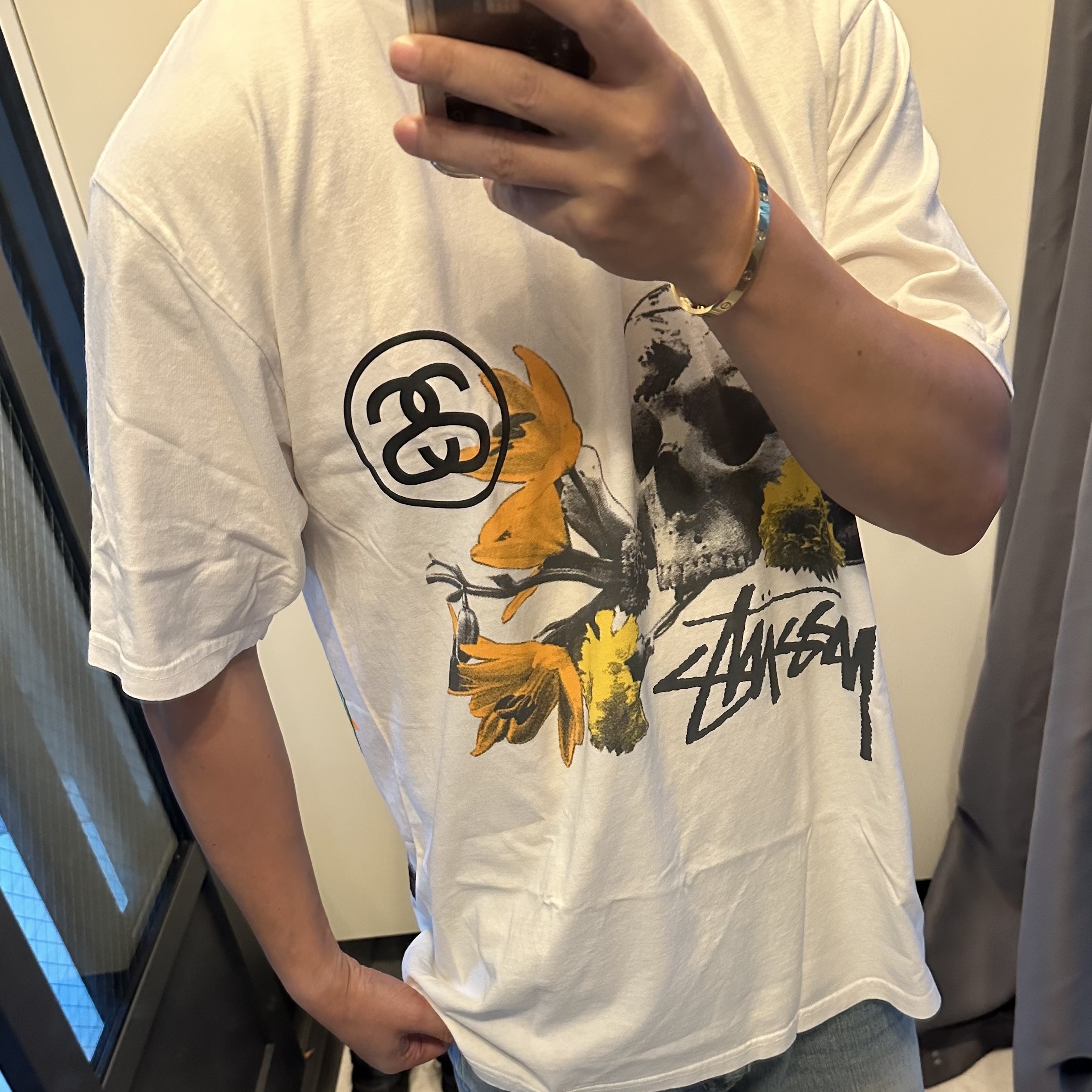Stussy Strike Pigment Dyed T-Shirt Natural 착용 스타일