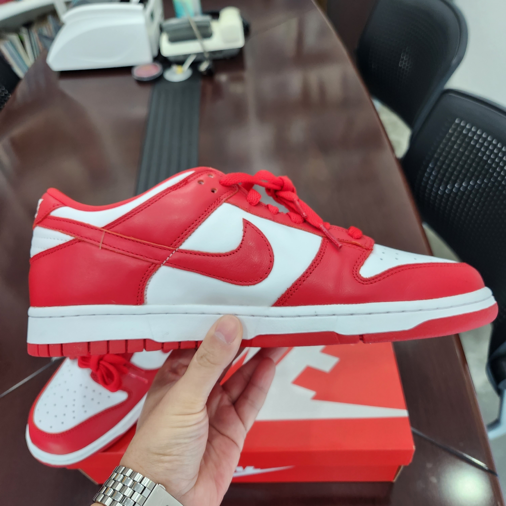 Nike Dunk Low SP White and University Red 2023 착용 스타일 - 5