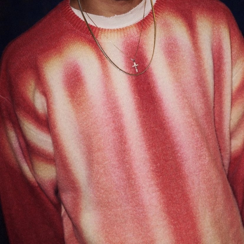 Supreme Blurred Logo Sweater Red - 23FW 착용 스타일
