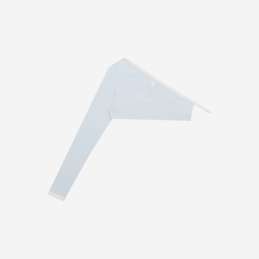(W) 꾸레쥬 원 슬리브 크롭 콘트라스트 탑 아이스 블루 헤리티지 화이트