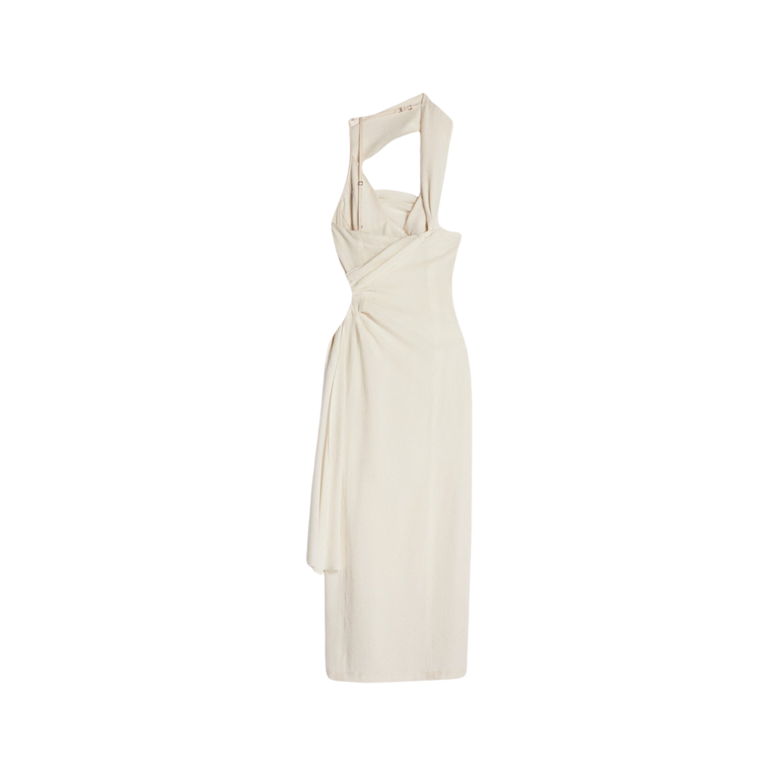 (W) Jacquemus La Robe Abanada Draped Cut-Out Midi Dress White 상세 이미지 2